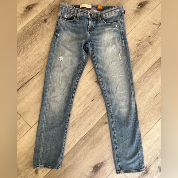Pilcro and the Letterpress Pants - Pilcro and the Letterpress Distressed Blue Slim Jeans